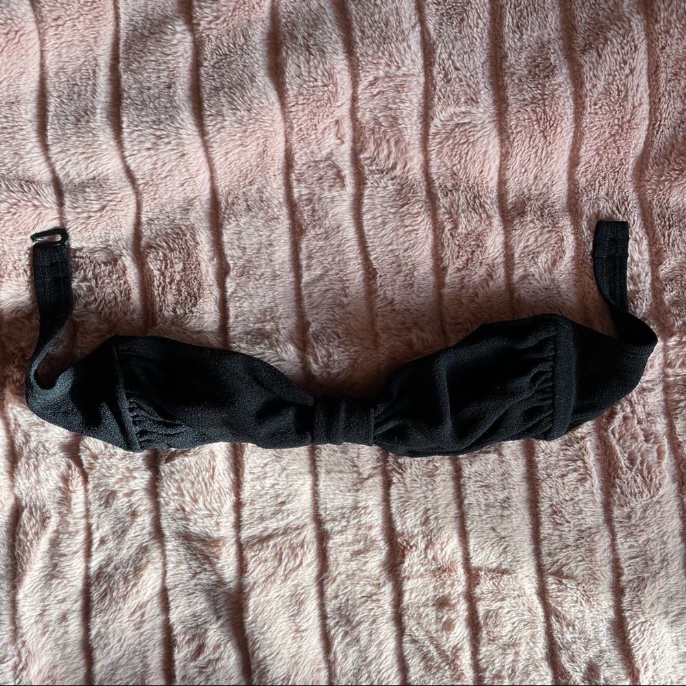 Bandeau bathing suit top black small can use strap